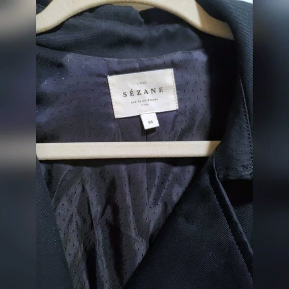 Sezane SCOTT Trench Coat in Navy Blue - Picture 8 of 8